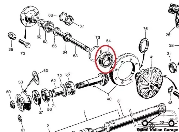 105001721100 Differential Bearing Cuscinetto Alfa Romeo Giulia 105 Spider GTV View Front