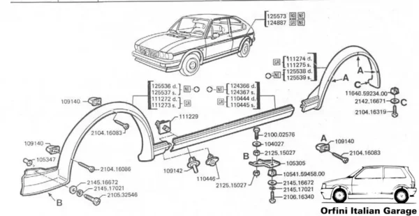 111273 111274 111275 Codolini Arches Parafanghini Alfa Romeo Alfasud TI 3 Doors View Front