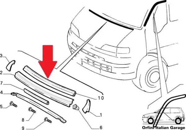 1314823080 8251A8 - Bonnet Hood Upper Rubber - Fiat Ducato Peugeot Boxer Jumper View Rear