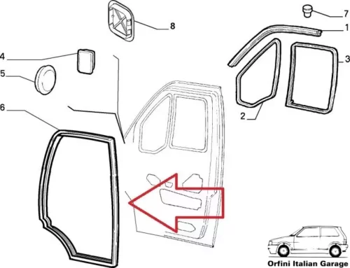 1348439080 1336874080 9023VZ Front Side Door Rubber Fiat Ducato Boxer Jumper View Rear