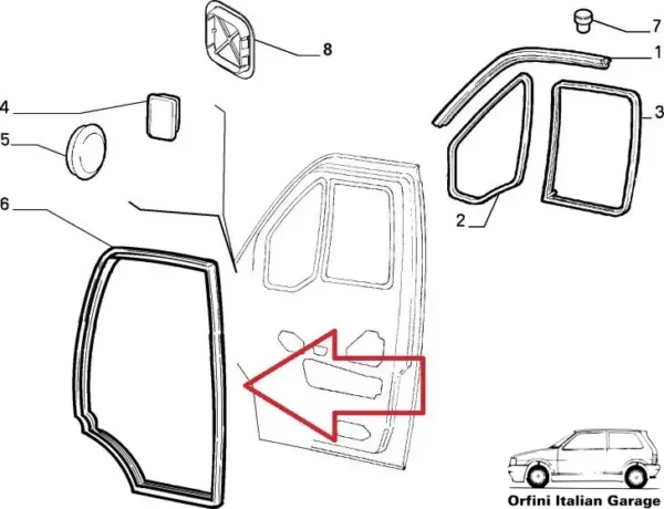 1348439080 1336874080 9023VZ Front Side Door Rubber Fiat Ducato Boxer Jumper View Rear