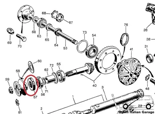 234034196 Differential Retainer Anello Alfa Romeo Giulia 105 Spider GTV Berlina View Front