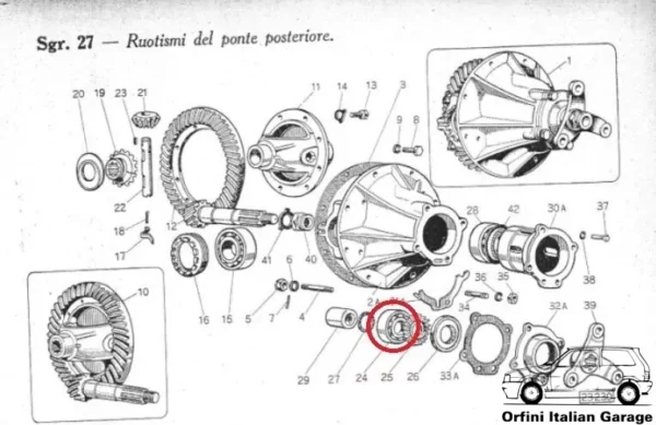336660 Bearing Cuscinetto Mozzo Anteriore Differenziale Fiat 500A/B/CTopolino View Rear