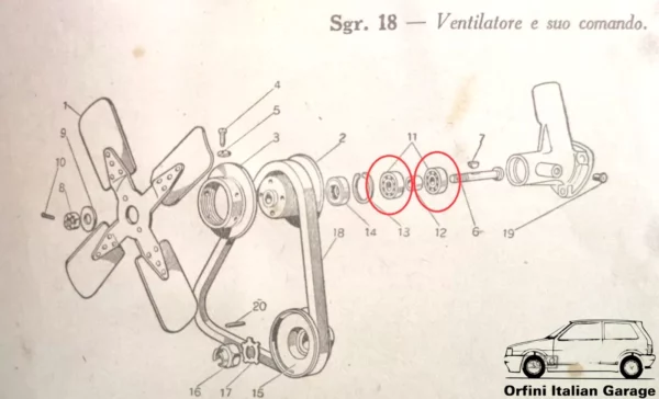 361505 Bearing Cuscinetto Ventola Fiat 1100 A L ALR Musone View Left