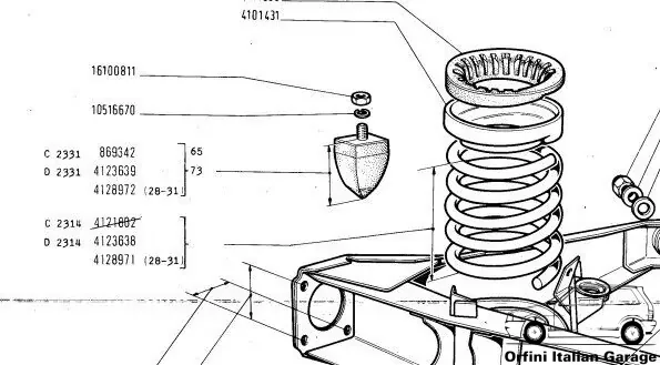 4123638 4121802 Rear Springs Fiat Seat 850 Sospensione Posteriore View Front