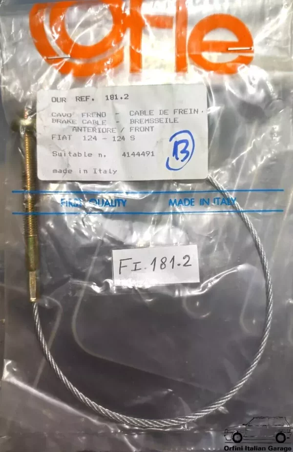 4144491 Handbrake Cable Fiat 124 View Front