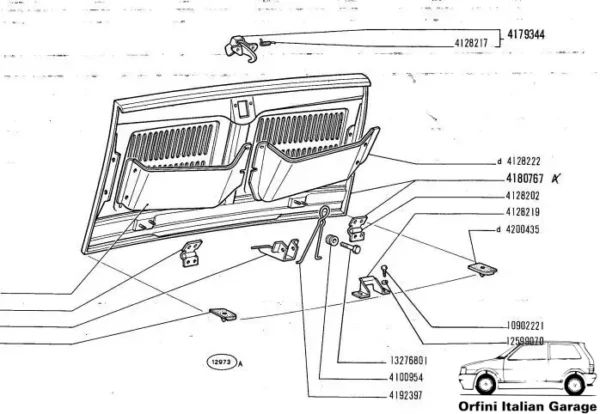4179344 - Back Bonnet Hook Lock Keys Chiusura Posteriore Fiat 850 Sport Coupe View Front