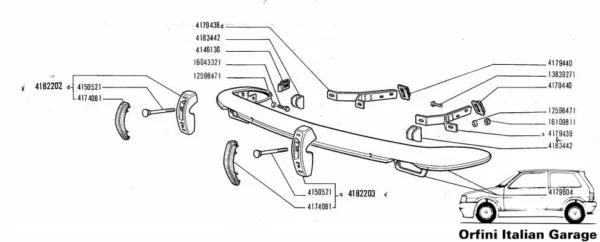 4179604 4179438 4179439 Paraurti Anteriore Front Bumper Fiat 850 Sport Coupe View Front