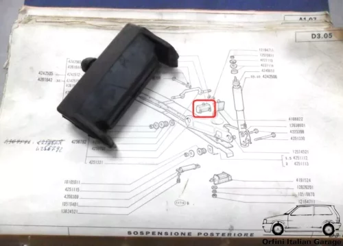 4231624 50003896 Rear Suspension Spring Rubber Pad Fiat 127 View Front