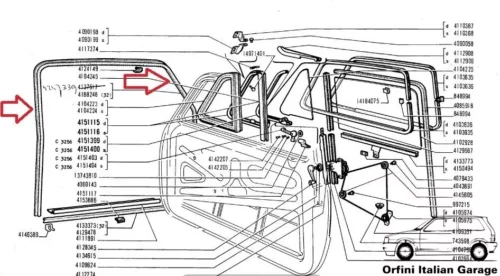 4247339 4137517 Front Side Door Rubber Fiat Seat 850 View Rear