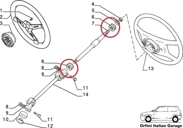 4380523 4404355 Steering Column Bearing Lancia Delta Prisma View Rear
