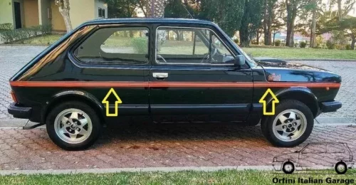 4412740 Fiat 127 Surf Sport Seconda Serie Side Decals Orange Adhesive Stripes View Right