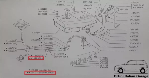 4423503 Fuel Tank Pipe Hose Fiat 131 Mirafiori View Front