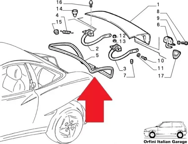 46306717 46303058 Back Door Tailgate Portellone Rubber Fiat Coupe View Rear