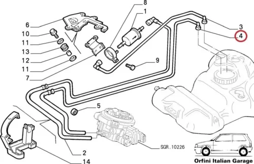 46403868 Fuel Hose Pipe - Fiat Bravo Brava Marea View Rear