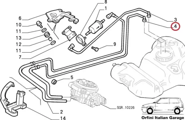 46403868 Fuel Hose Pipe - Fiat Bravo Brava Marea View Rear