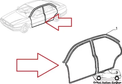 46418081 46465340 82484000 Front Side Door Rubber Lancia Kappa View Rear