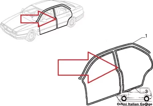 46432543 46418082 46465338 82484002 Rear Side Door Rubber Lancia Kappa View Rear