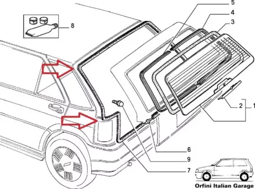 46434154 7587714 Back Door Rubber Fiat Tipo 3 and 5 Doors View Rear