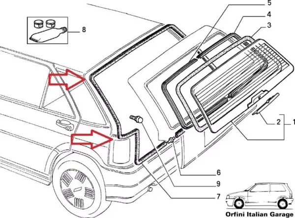 46434154 7587714 Back Door Rubber Fiat Tipo 3 and 5 Doors View Rear