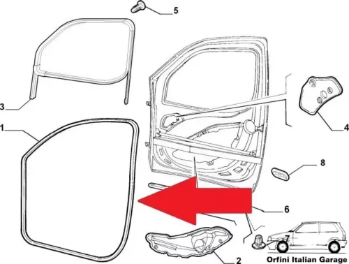 46814072 46814073 Front Side Door Rubber Fiat Doblo View Rear