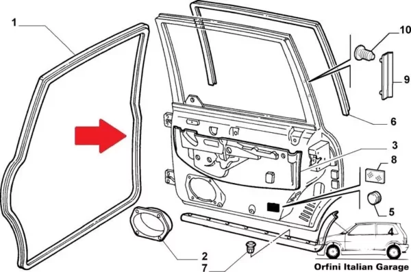 46827247 51750880 46510813 46827246 Rear Side Door Rubber Fiat Multipla View Rear