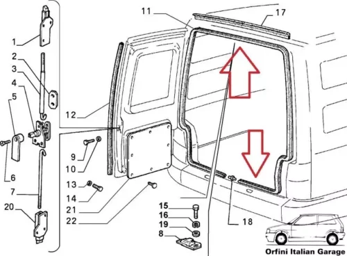 50018330 7612165 Back Door Tailgate Rubber Fiat Fiorino up to 2000 View Rear