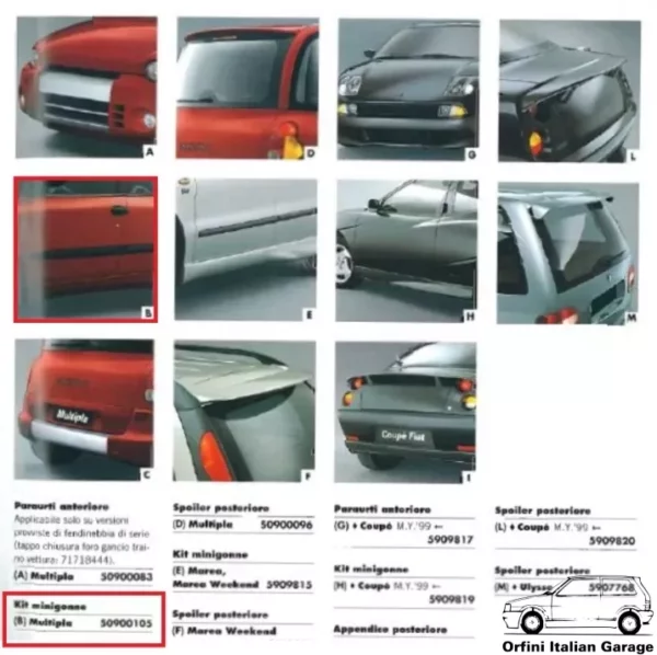 50900105 Side Skirts Fiat Multipla Zender View Front