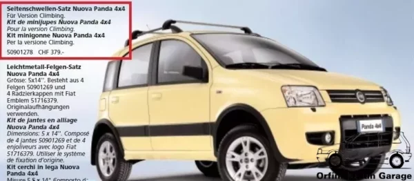 50901278 Side Skirts Minigonne Fiat Panda 169 4x4 View Front