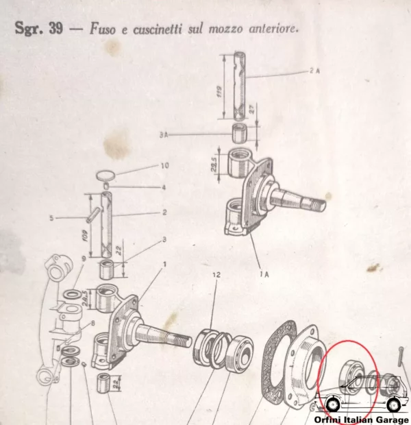 055387 Bearing Cuscinetto Esterno Mozzo Anteriore Hub Fiat 1500 A/B/C Musone View Front