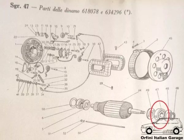 055669 Bearing Cuscinetto Dinamo Dynamo Fiat 1100 A L ALR Musone View Left