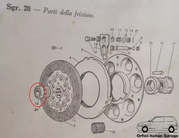 055844 Bearing Cuscinetto Perno Frizione Clutch Spigot Fiat 1500 A/B/C Musone View Front