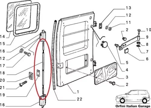 5887912 Tailgate Opening Rod Back Rear Door Fiat Panda 141 Van View Rear