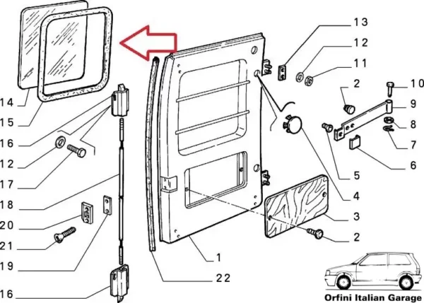 5887920 Rear Door Window Rubber Fiat Panda 141 Van View Front