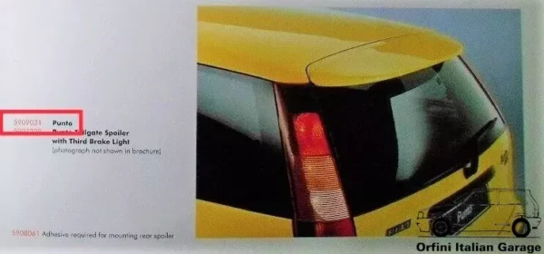 5909031 Rear Spoiler Alettone Zender Kit Abarth Fiat Punto GT 176 View Right