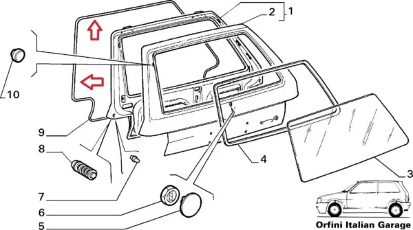 5941457 Back Door Rubber Fiat Uno MK1 View Front
