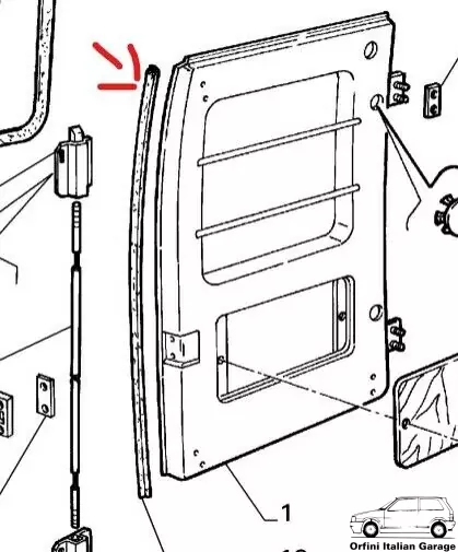 5952228 5952160 Rear Door Rubber Fiat Panda 141 Van View Rear
