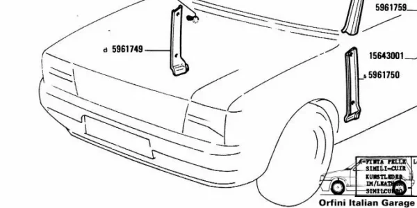 5961750 - Left Plastic Trim - Fiat Uno MK1 View Rear