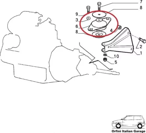 5974775 Engine Gearbox Mount Fiat Uno View Rear