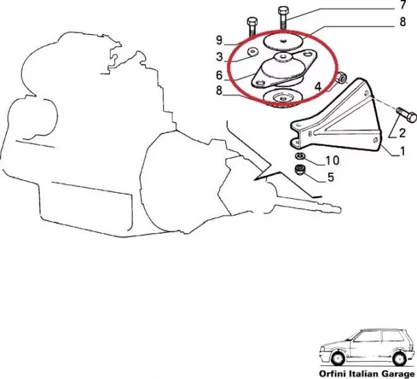 5974775 Engine Gearbox Mount Fiat Uno View Rear