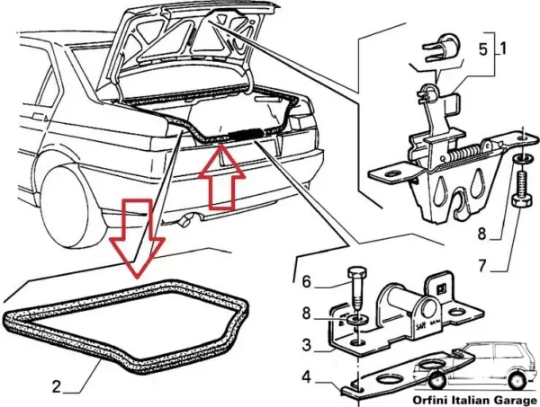 60509642 Back Door Tailgate Portellone Rubber Alfa Romeo 164 View Rear