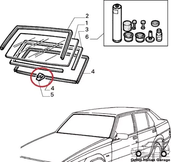 60527756 60741992 Windscreen Windshield Rubber Seal Joint Spacer Alfa Romeo 75 View Front