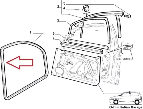 735260832 735260830 735295243 735295237 Front Side Door Rubber Fiat Bravo View Rear