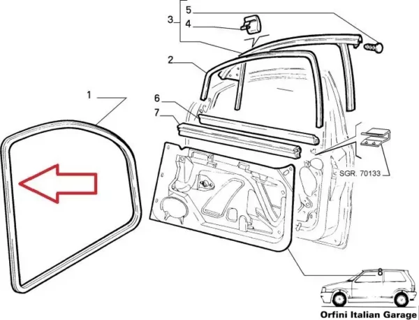 735260832 735260830 735295243 735295237 Front Side Door Rubber Fiat Bravo View Rear