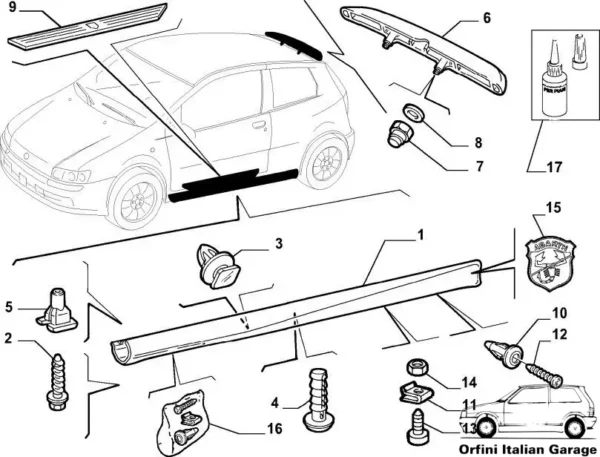 735285022 735278979 Rear Spoiler Kit Abarth Fiat Punto MK2 188 3 Doors View Front