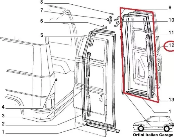 7536029 Back Rear Door Rubber Fiat Ducato Peugeot J5 Citroen 25 View Front