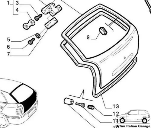 7549083 Back Door Rubber Fiat Regata Weekend View Front