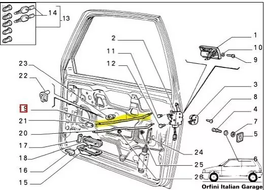 7567420 5971370 - Tie Rod Tirante Porta Door - Autobianchi Lancia Y10 View Front