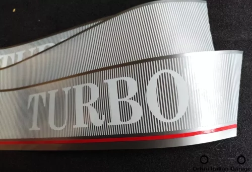 7567585 7567586 Autobianchi Lancia Y10 Turbo Side Decals Adhesive Silver Adesivi View Rear