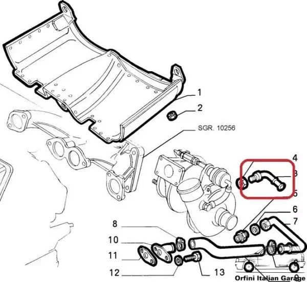 7574416 Stainless Steel Water Oil Pipe Fiat Uno Turbo IE MK1 View Front